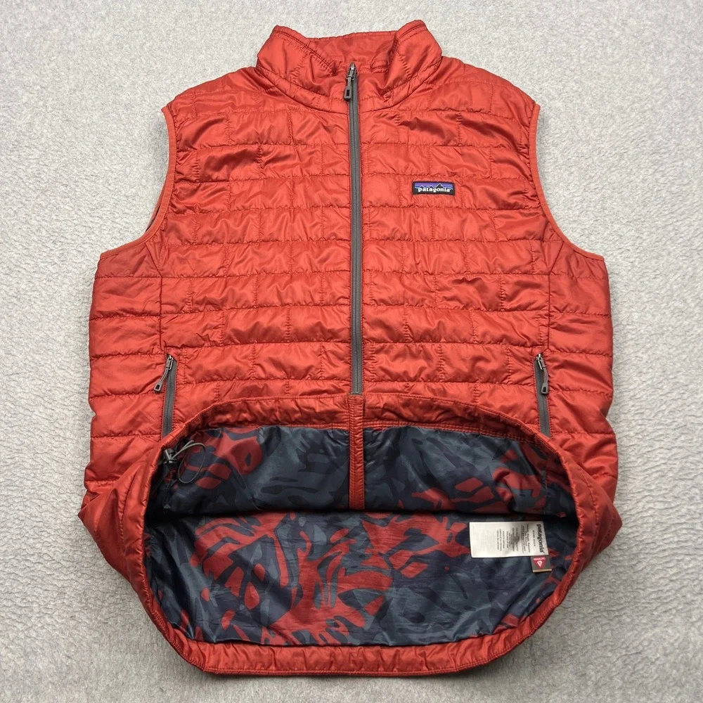 Patagonia Nano Puff Vest Mens Large Red Quilted Full Zip Primaloft Puffer 84242